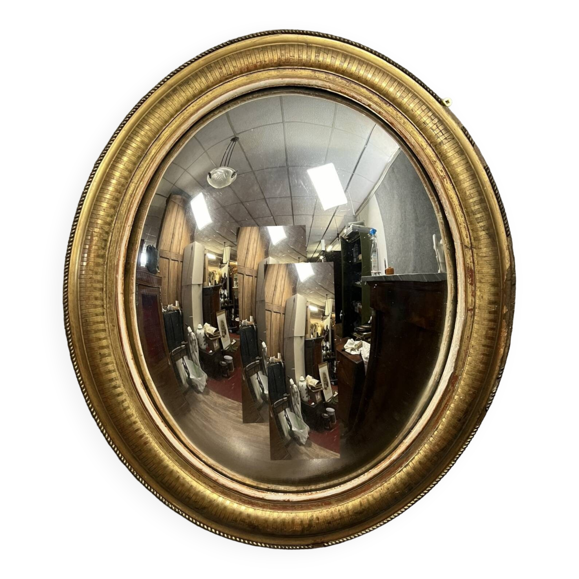 Oval mirror called “witch’s eye” in gilded wood in Louis XVI style circa 1850