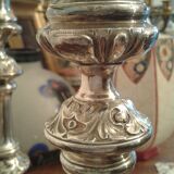 Pair Silver bronze bougeoirs. Loui XIV style. late 19th