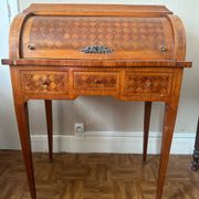 Cylindrical desk in cubic marquetry Louis XVI style late 19th, early 20th century