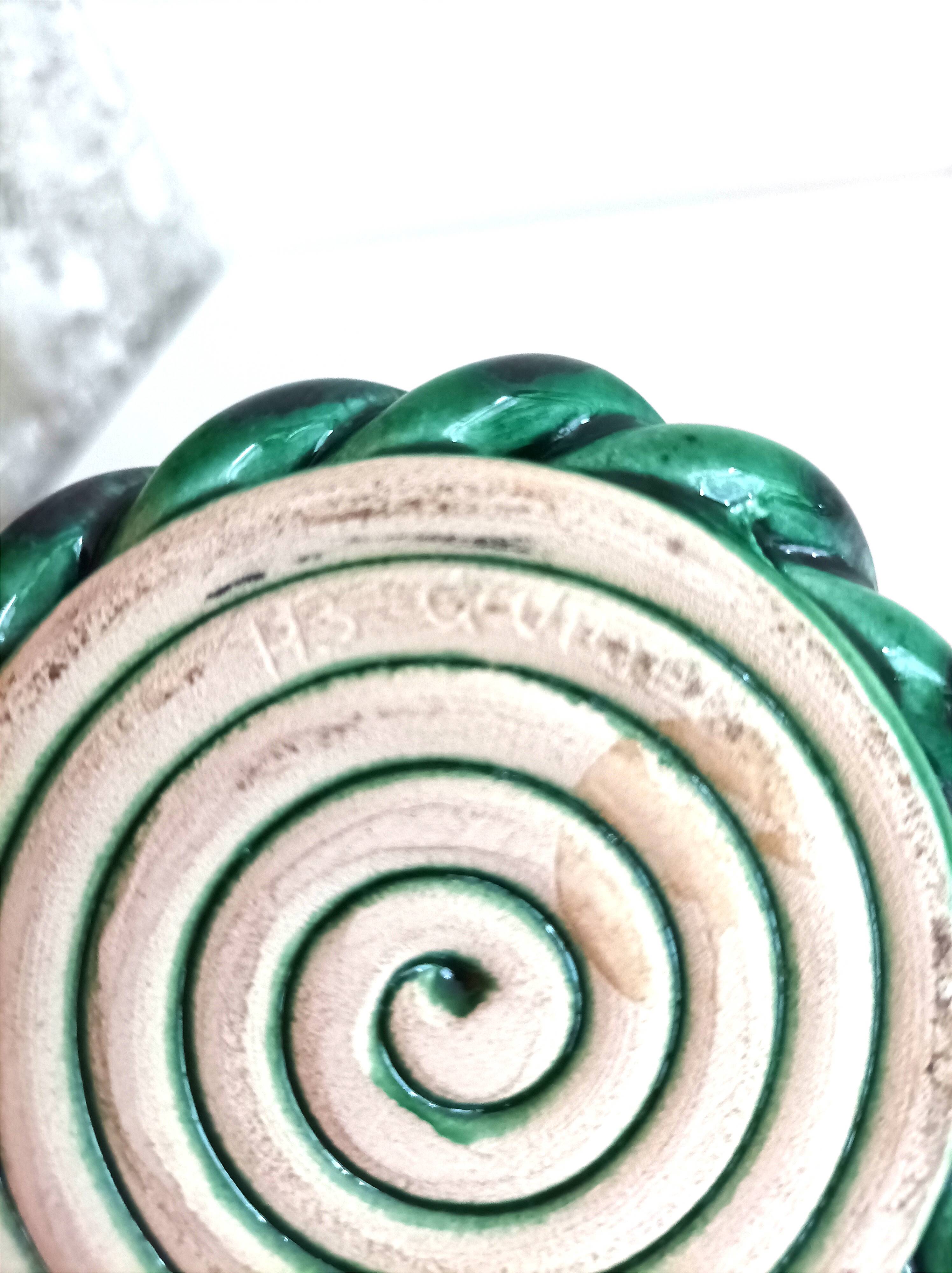 Quimper braided ceramic candle holder signed