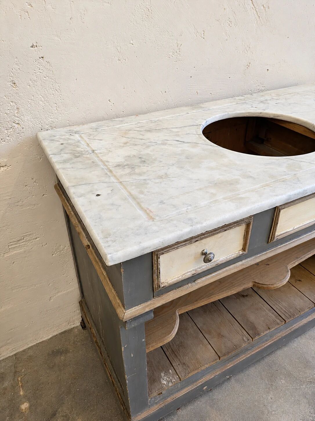 Bathroom furniture wood & marble vintage antique