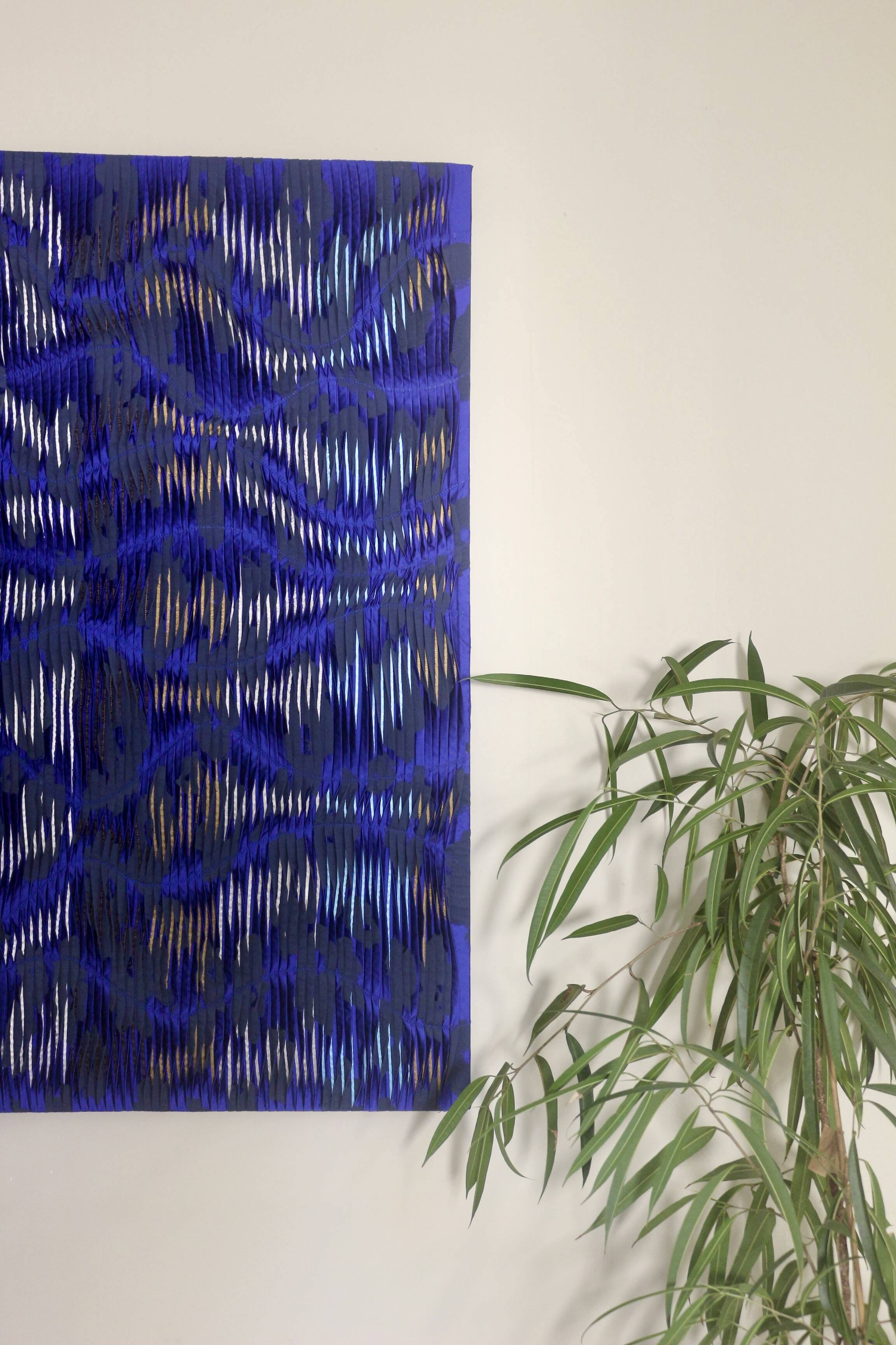 Tableau texturé contemporain Bleu imprimé  Ref cobalt
