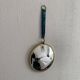 Vintage 1960 witch's eye mirror turquoise velvet sun - 24 x 54 cm