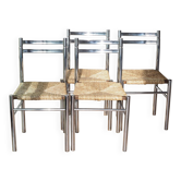 4 modernist straw chairs