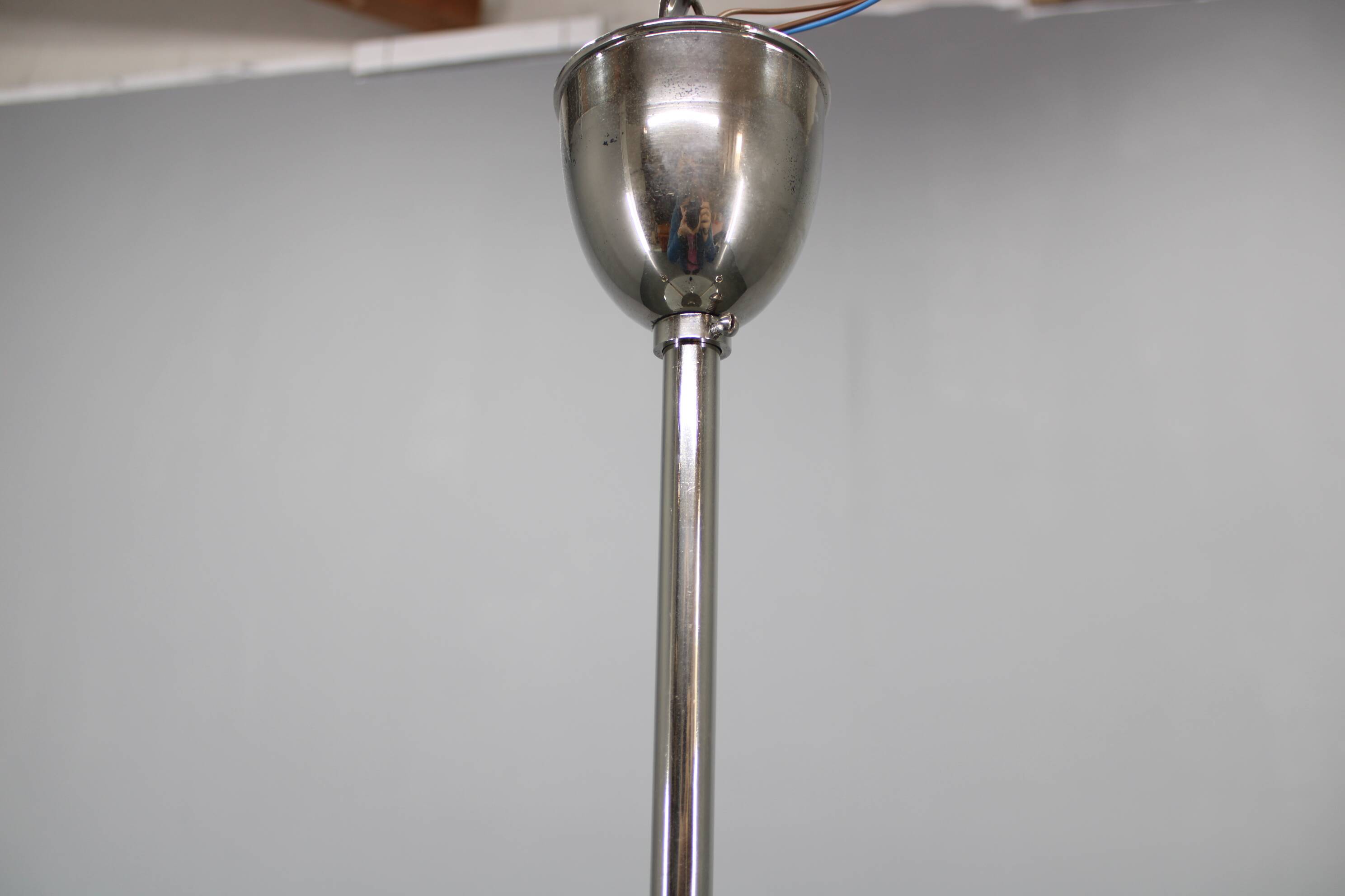 Art Deco chrome and glass chandelier, Czechoslovakia, 1930s