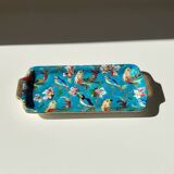 Plat à gâteaux émaux de Longwy – décor aux oiseaux – 40 x 19 cm