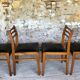 Set of 4 scandinavian chairs in blond teak and black skai 60s