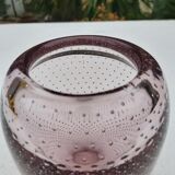 Murano mauve bubble glass vase