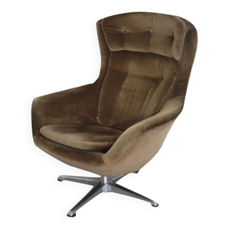 Fauteuil en velours scandinave vintage 1970