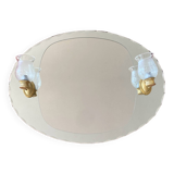Bathroom mirror shelf and lamps