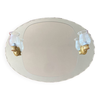 Bathroom mirror shelf and lamps