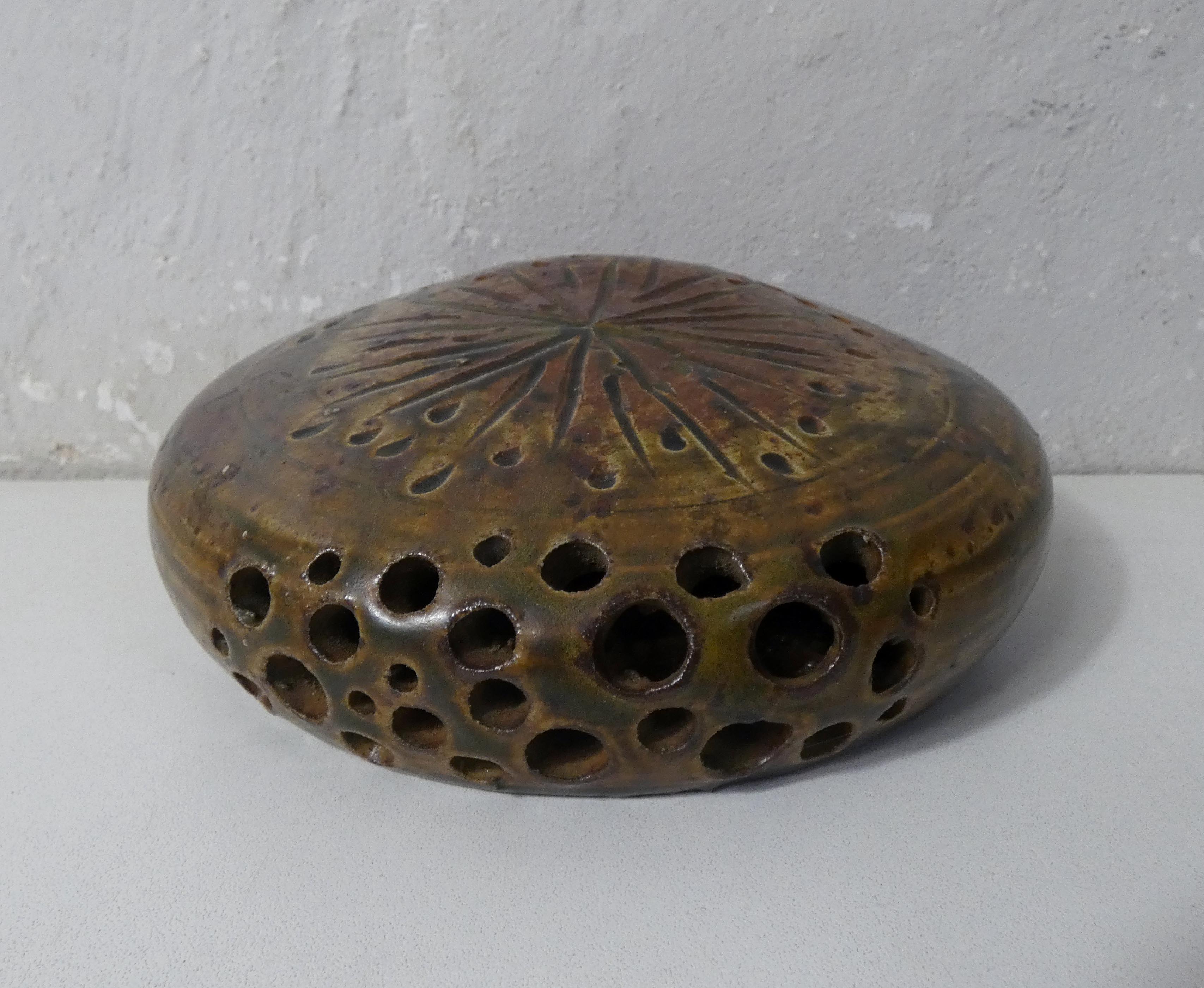 Bouquet stoneware wall vase signed jb