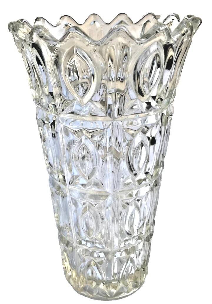 1960s Large trumpet vase Thick transparent glass
