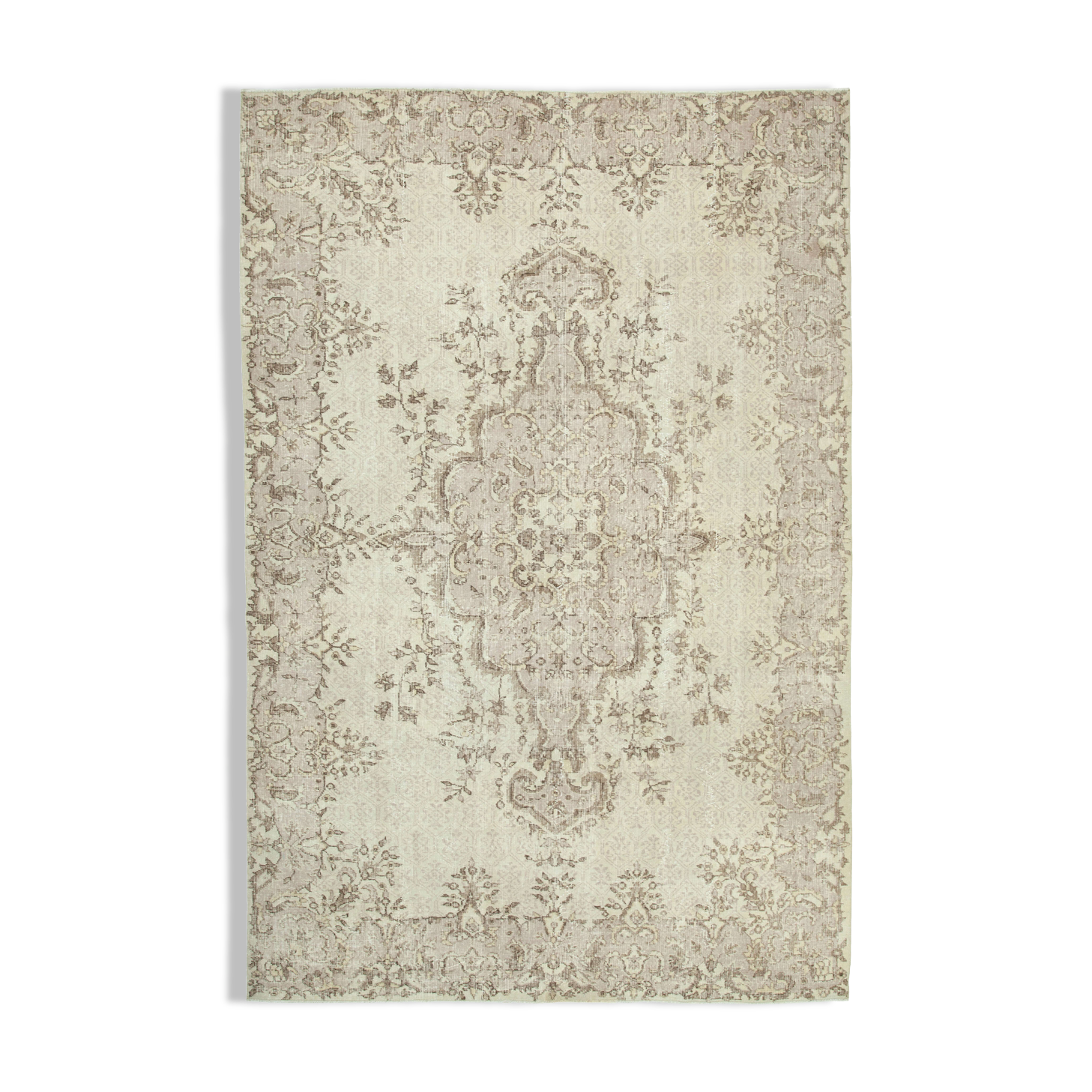 Hand-Knotted Unique Turkish Beige Rug 206 cm x 314 cm