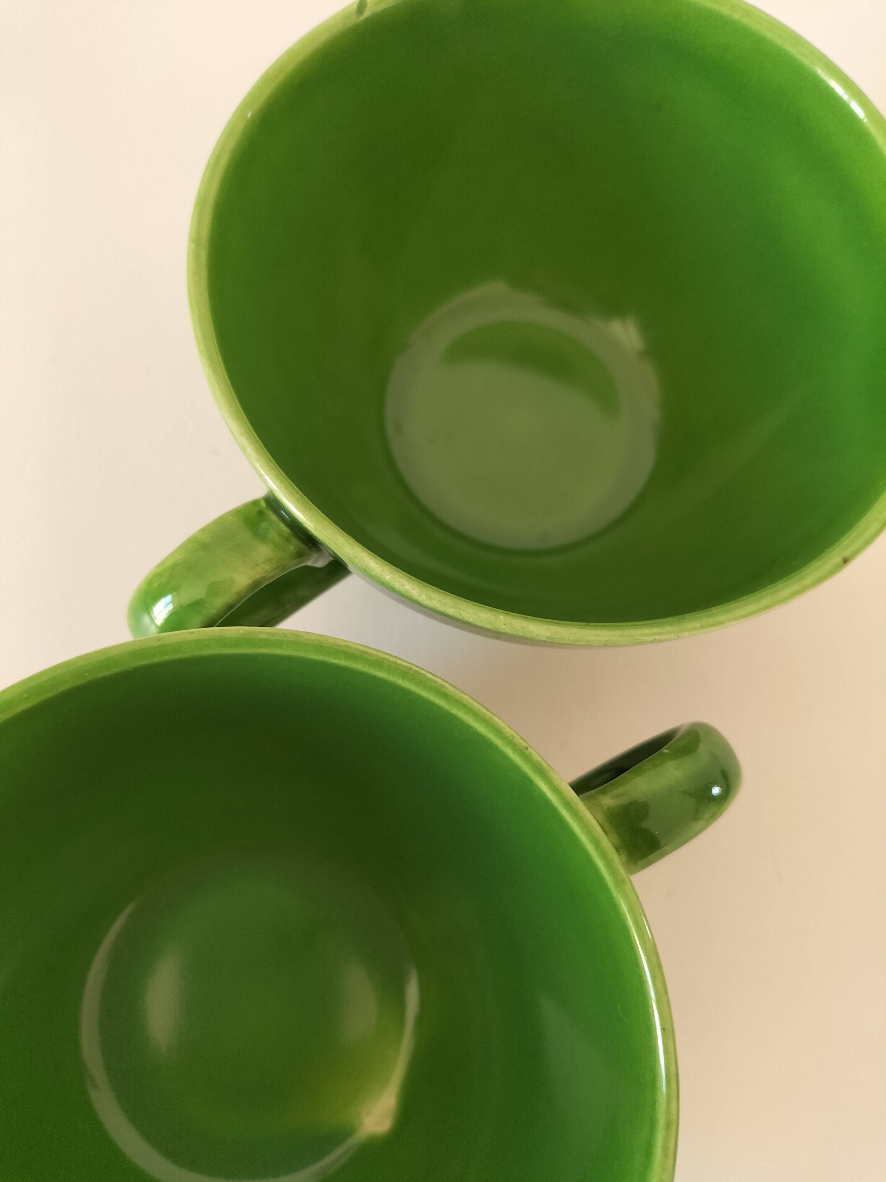Vintage glazed ceramic cup duo
