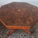 Napoleon III octagonal centre table in marquetry walnut.