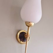 Paire d'appliques opaline et laiton 1950