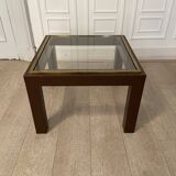 Brown laqué steel coffee table, Belgium, 1980
