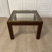 Brown laqué steel coffee table, Belgium, 1980