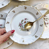 6 Limoges Berry porcelain plates with bird of paradise motif
