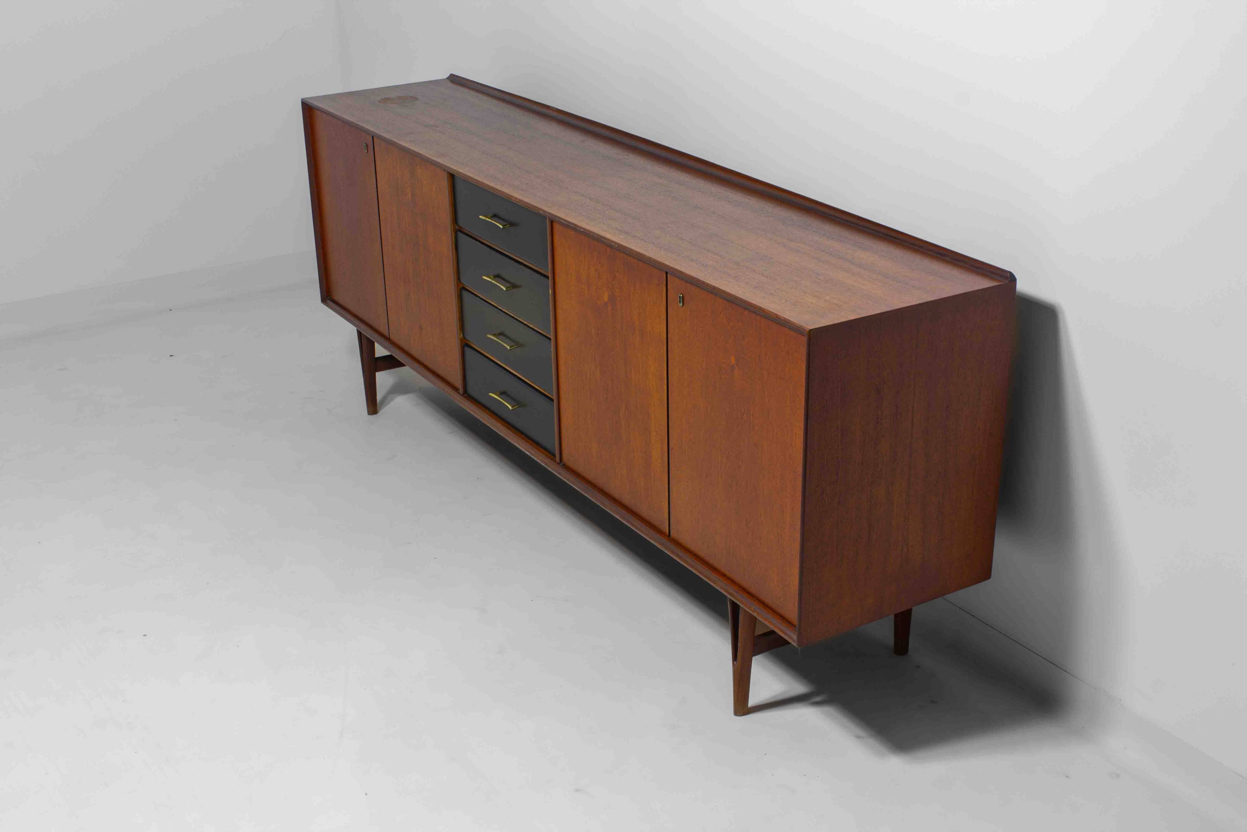 Minimalist sideboard in warm teak by Van Pelt, Belgium 1960s