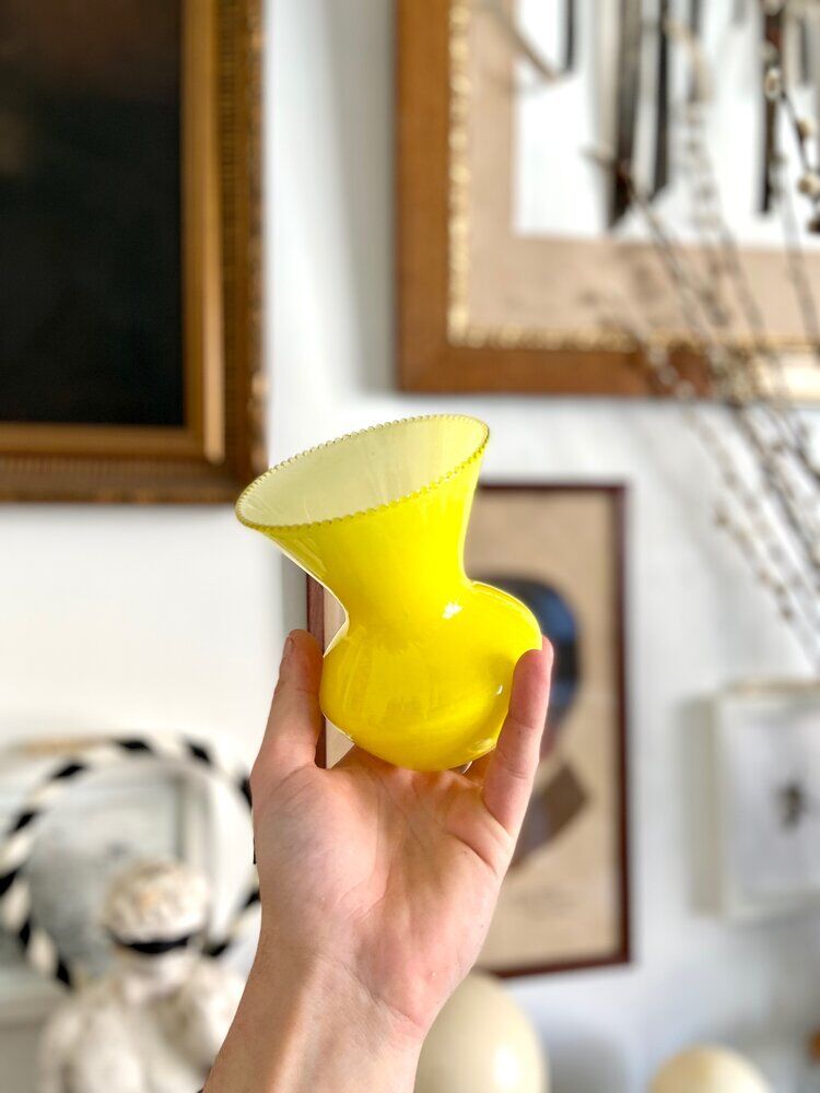 Yellow opaline vase