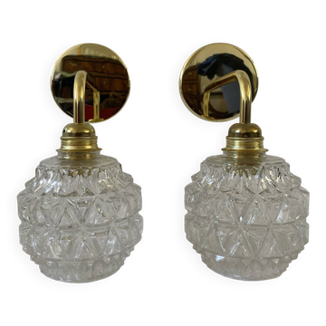 Paire d’appliques murales globes vintage 