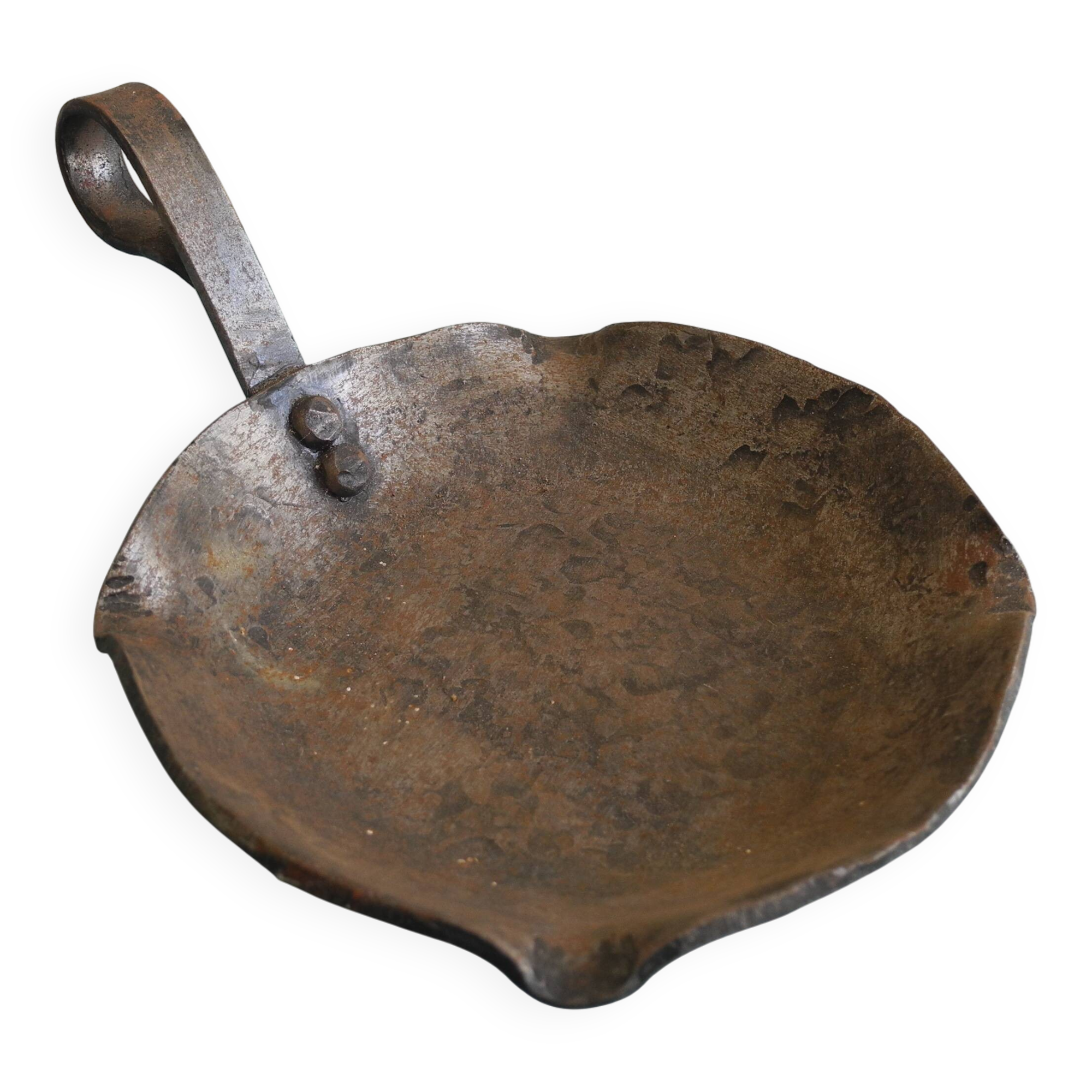 antique brutalist wrought iron ashtray, vintage decor
