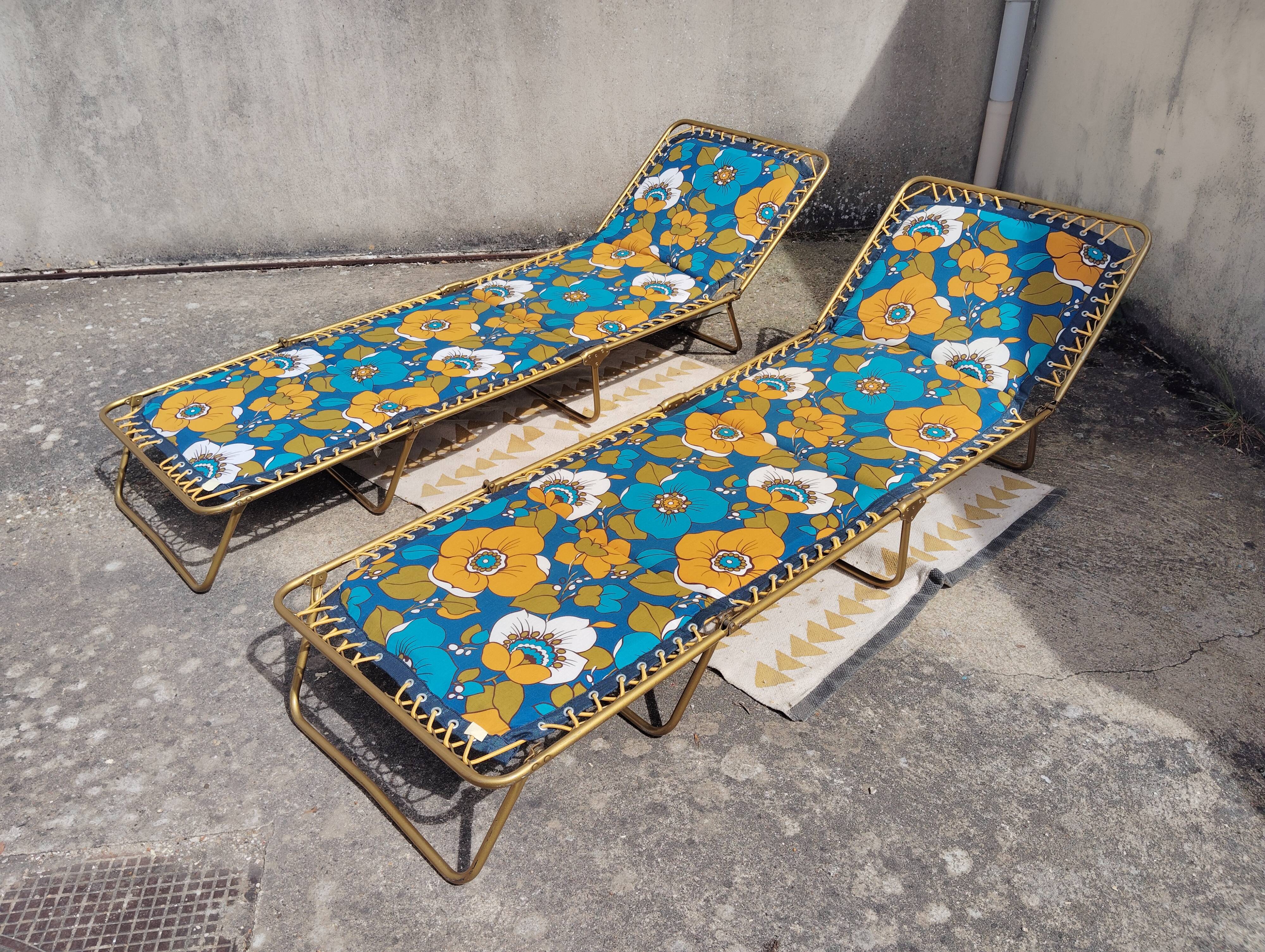 Set de 2 lits de camp/bain de soleil lafuma vintage