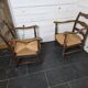 Pair of low beech armchairs