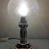 Brass bedside lamp and bubbled glass globe / vintage 60s-70s