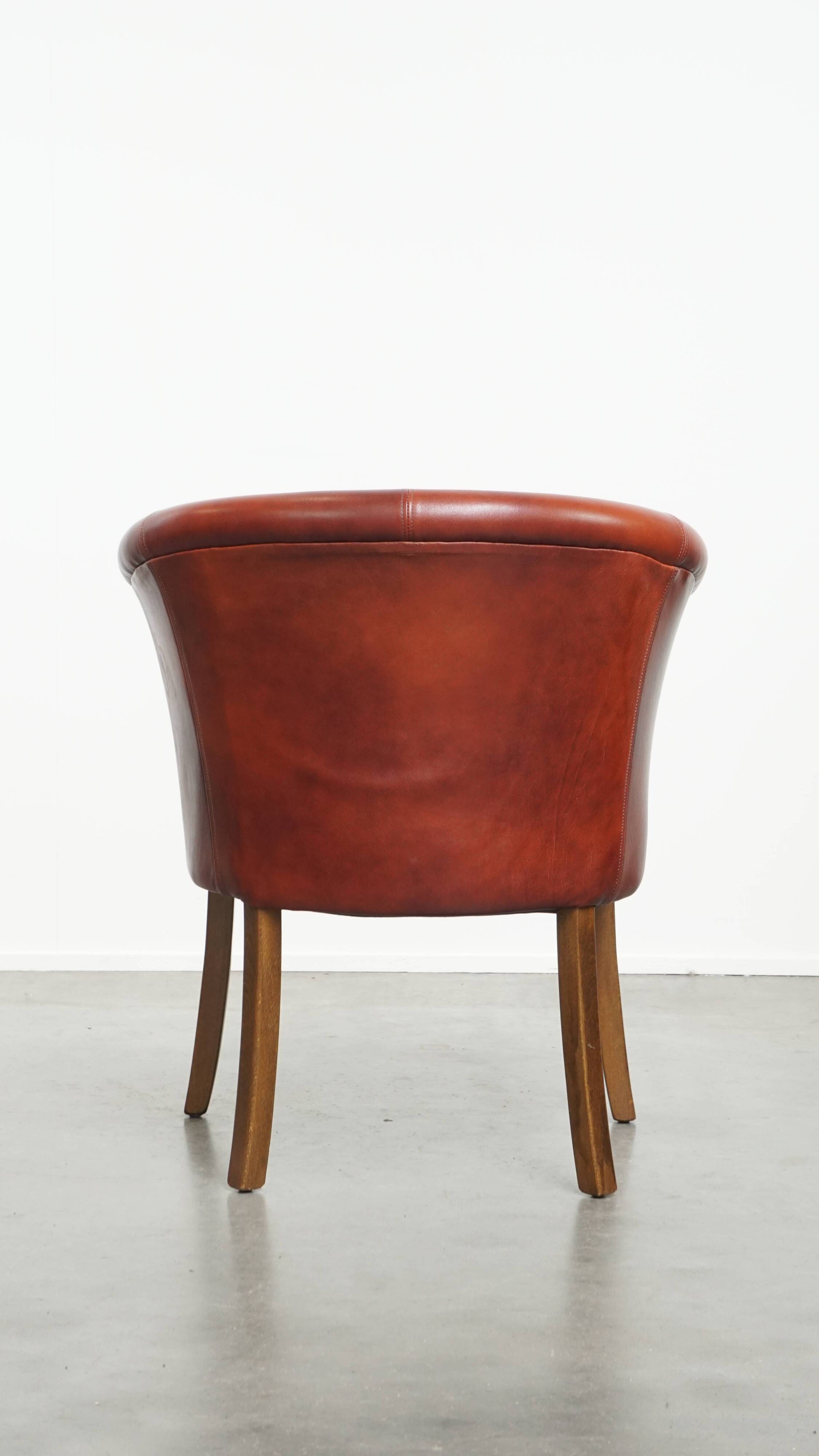 Red-brown cowhide leather office chair/side chair