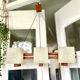 Vintage 1950s Scandinavian teak and perspex pendant light.