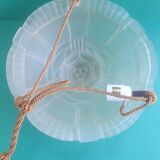 Pressed glass basin pendant light with Art Deco floral decoration Artistar France