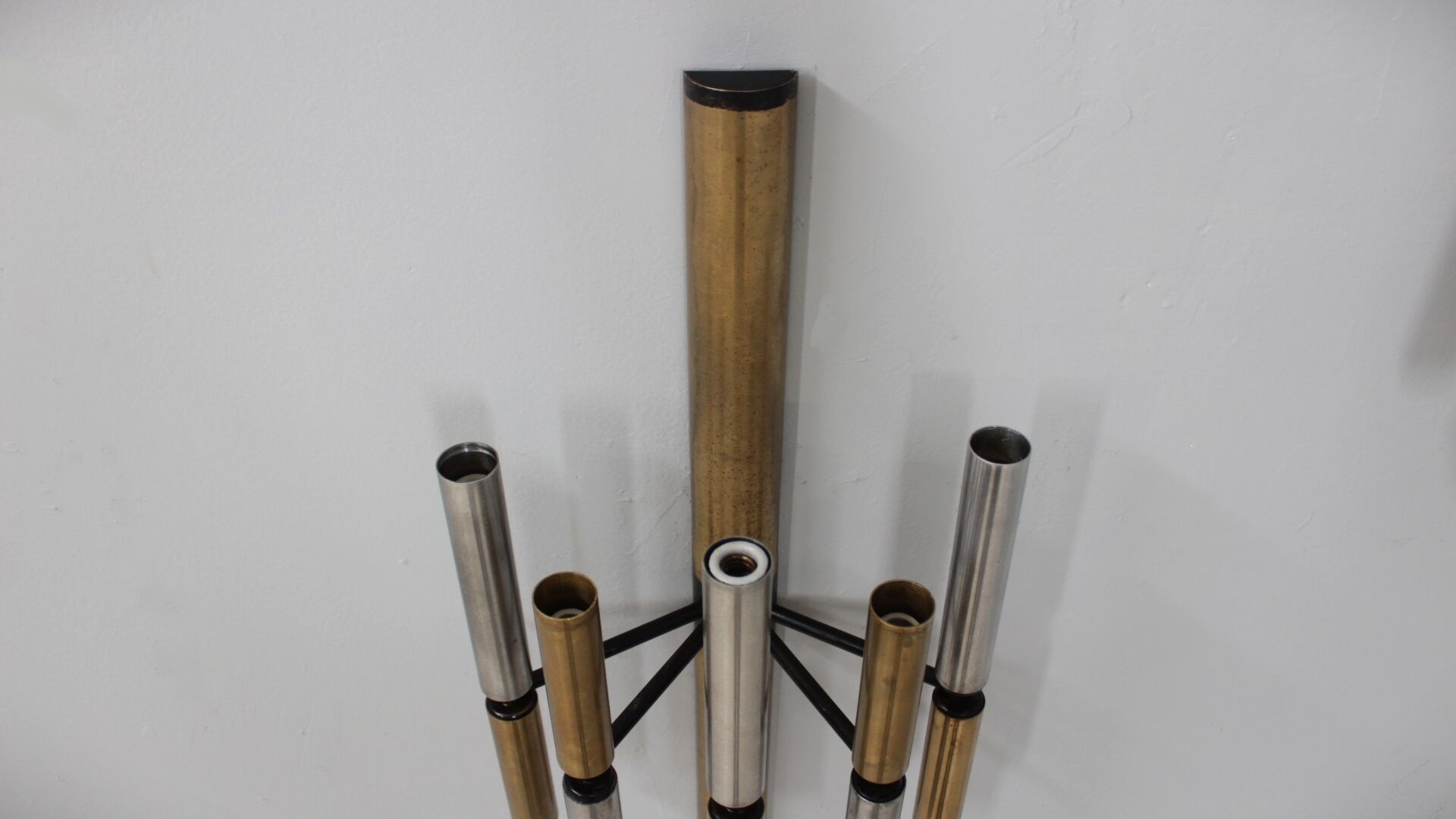 Stilnovo brass and aluminun tubes sconces 1950s