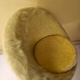 Yellow basket chair, spindle legs