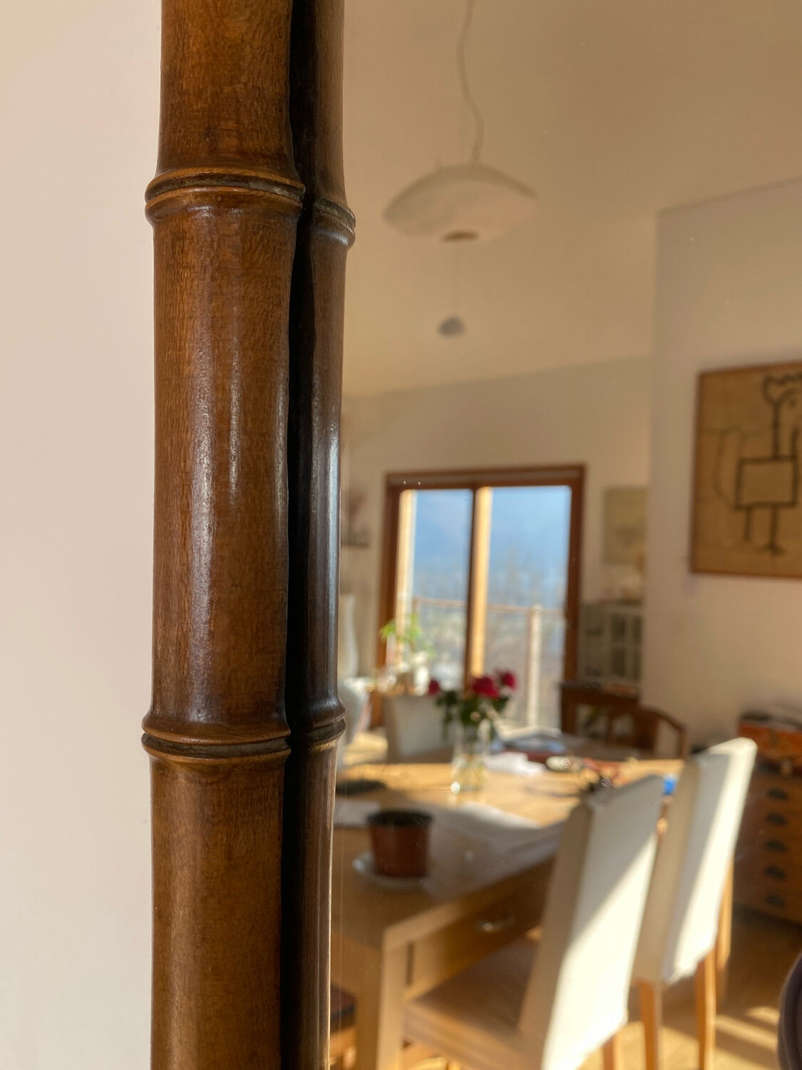 Vintage bamboo mirror, 90x65 cm