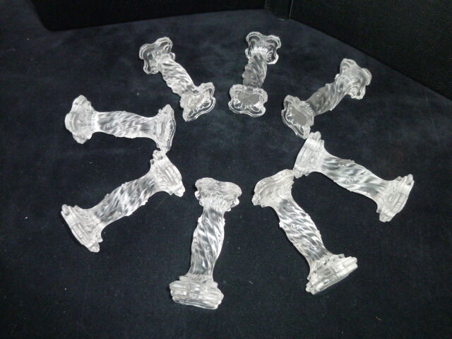 Set of 8 slightly opaline glass knife holders Column shape