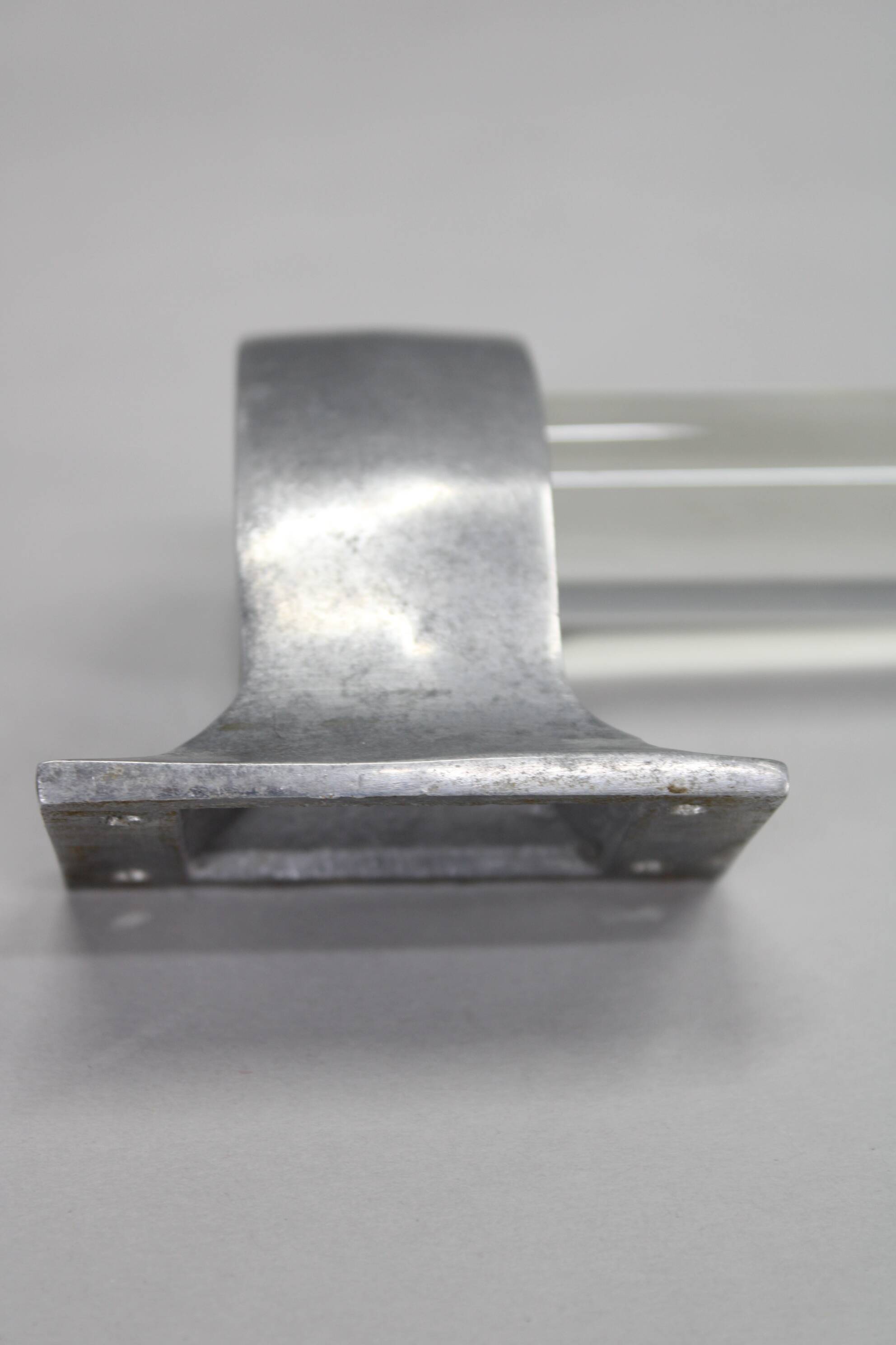 Pair of 1930s Czechoslovak Art Deco clear glass handles with metal mounts