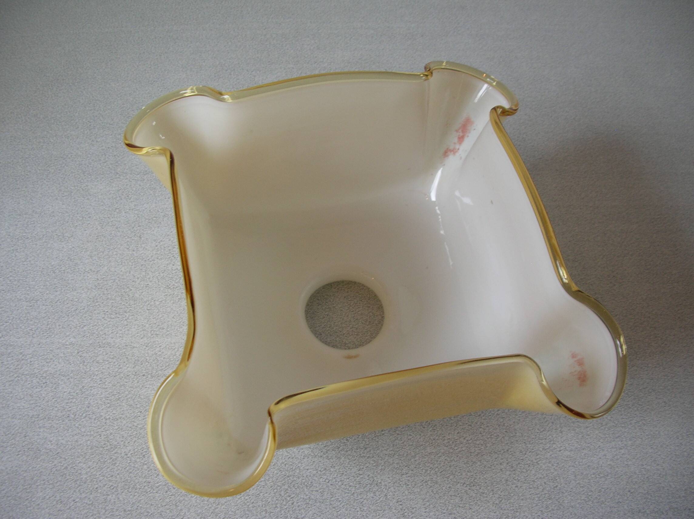 Old globe lampshade pendant in white caramel glass vintage decorative light fixture