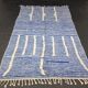 Berber rug in natural wool, blue and white, size 2/3 m.