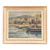 Huile sur panneau d'origine suédoise – 'Paysage côtier' – Signé – Vintage et encadré – 57 × 48 cm (22,4" × 18,9")