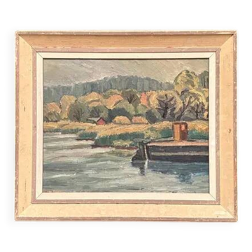 Original Swedish Oil on Panel – 'Coastal Landscape' – Signed – Vintage and Framed – 57 × 48 cm (22.4" × 18.9")
