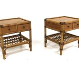 Set of two rattan bedside tables, Kenneth Bergenblad, Dux, Sweden, 1960