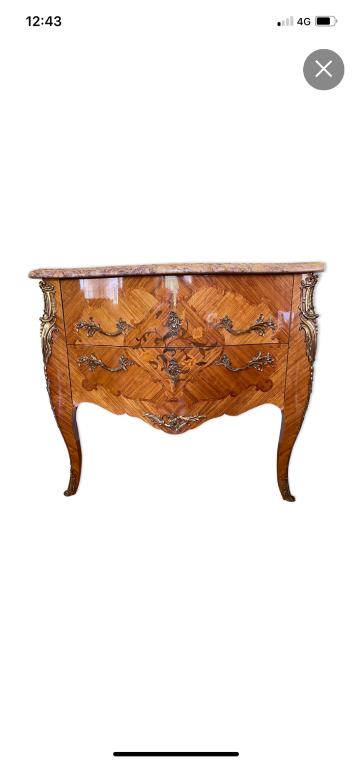 Old chest of drawers marquetry Louis XV style