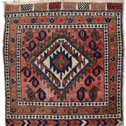 Tapis ancien fait main Kurdish Bagface en laine rouge pâle (55cm x 59cm)