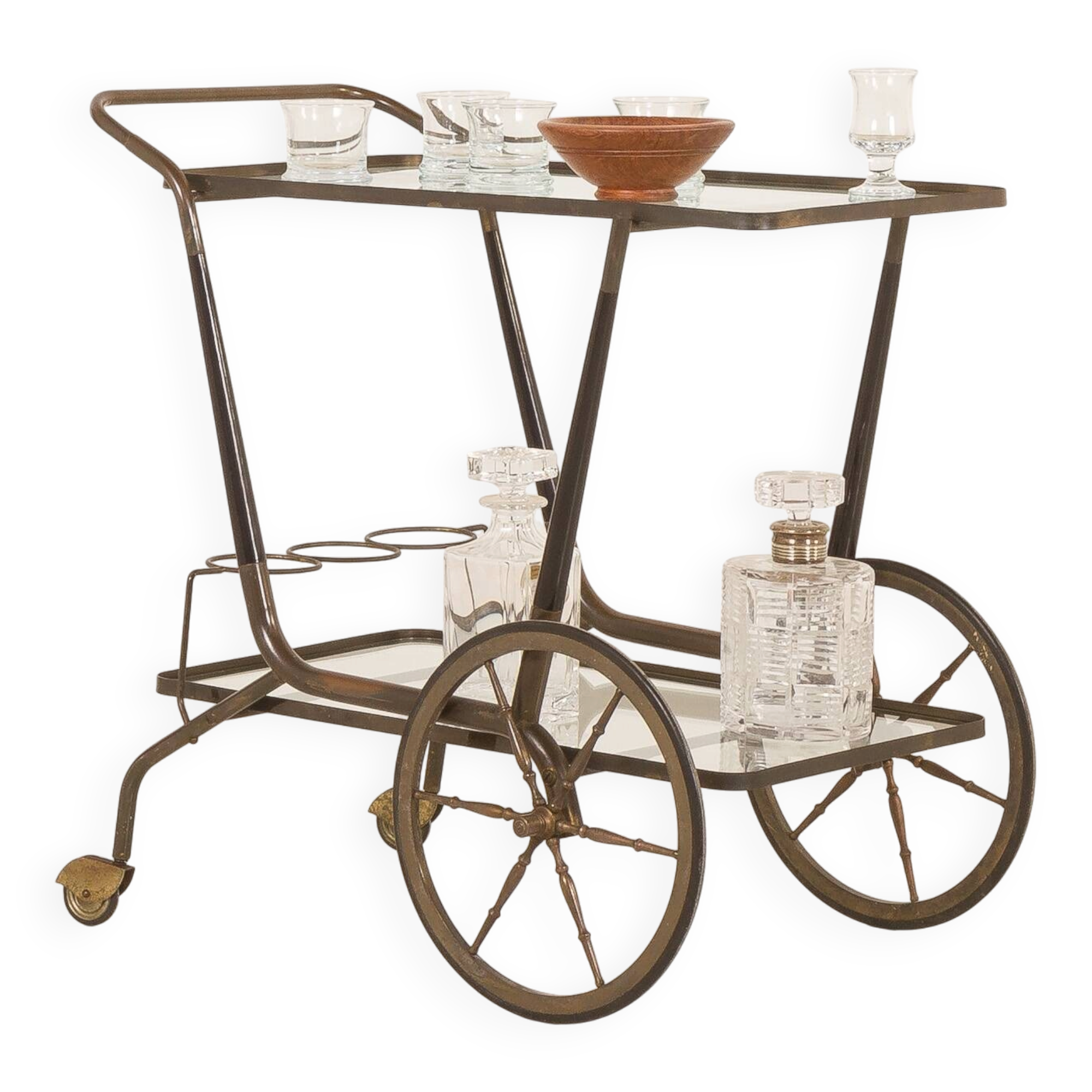 Chariot de bar italien des années 50, chariot de service attribué à Cesare Lacca.