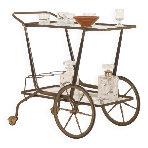 Chariot de bar italien des années 50, chariot de service attribué à Cesare Lacca.