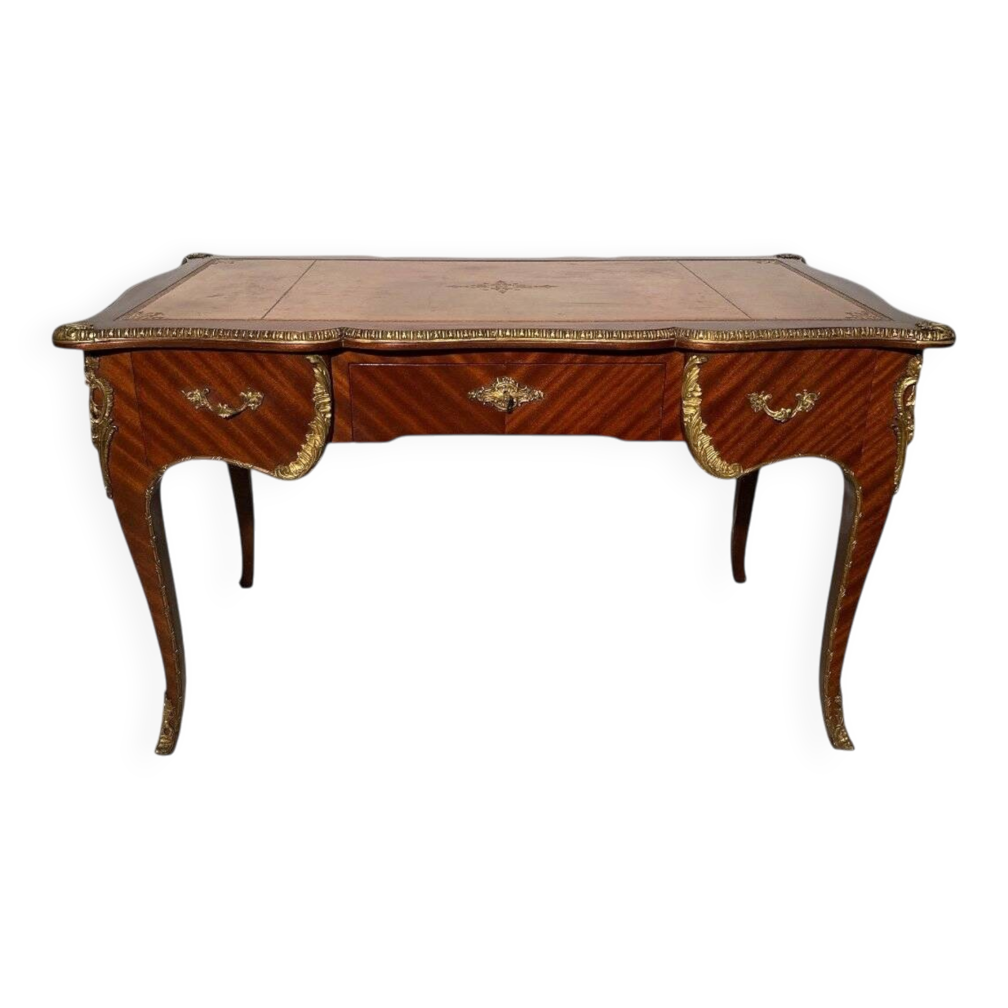 Louis XV style mahogany veneer flat desk