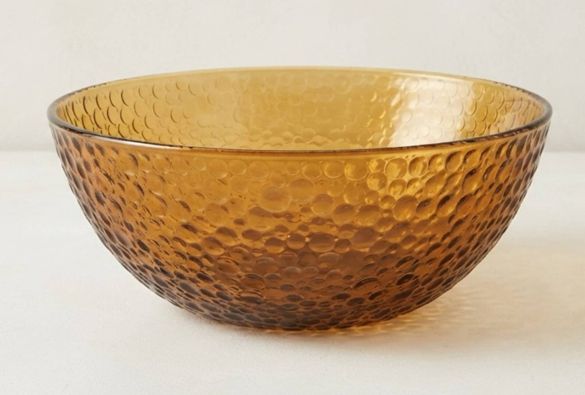 Textured amber glass salad bowl – 1970s